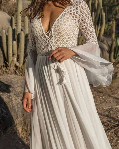 Robe blanche bohémienne de mariage — BOHERIS