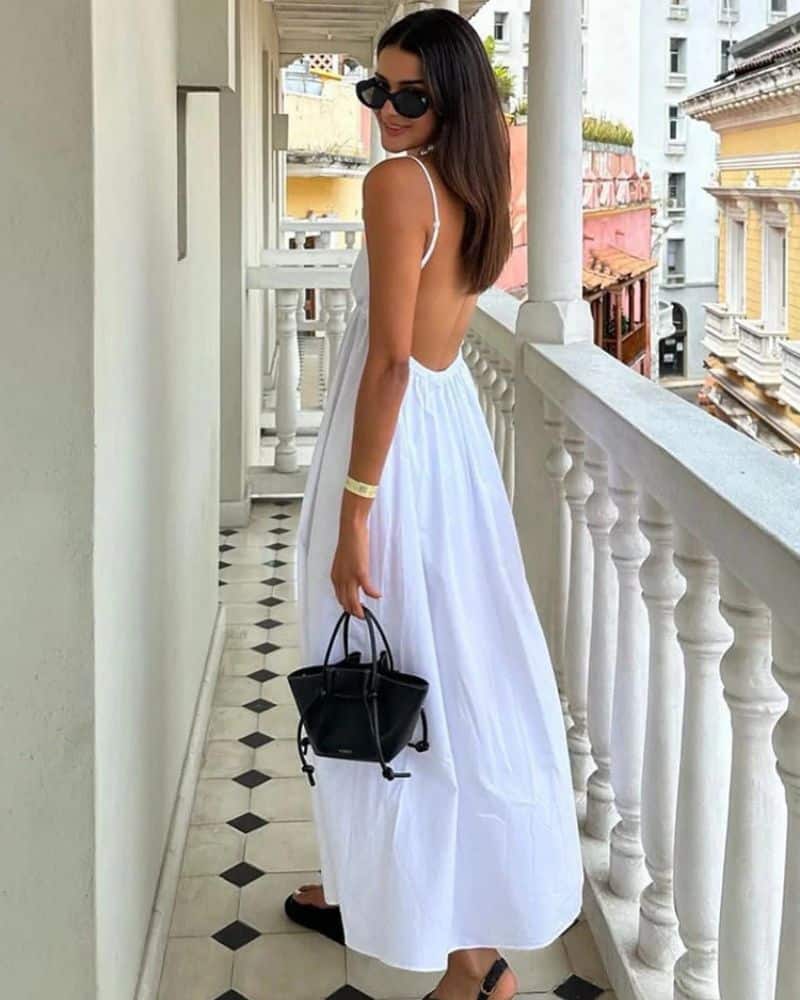 Robe bohème blanche et longue avec dos nu — vue 2