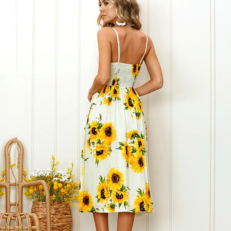 Robe bohème à bretelles avec imprimé de tournesol — vue 4