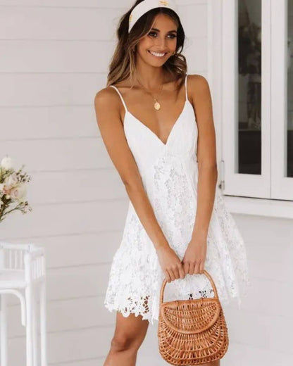 Robe bohème en dentelle blanche — vue 2