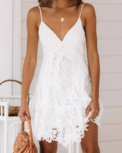 Robe bohème en dentelle blanche — vue 4