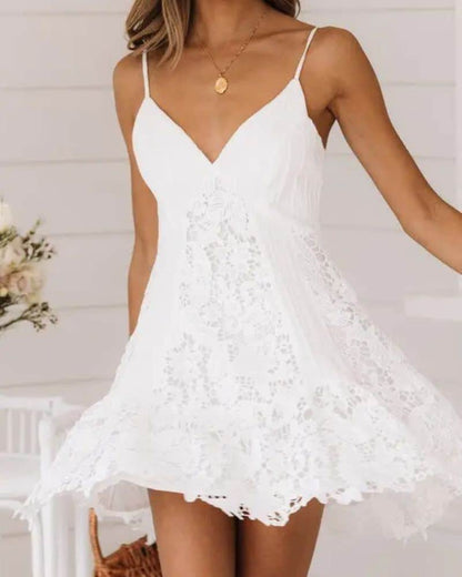 Robe bohème en dentelle blanche — vue 5