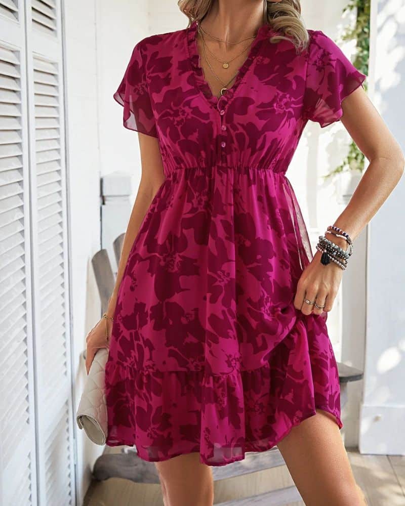 Robe bohème et avec col en v — vue 3