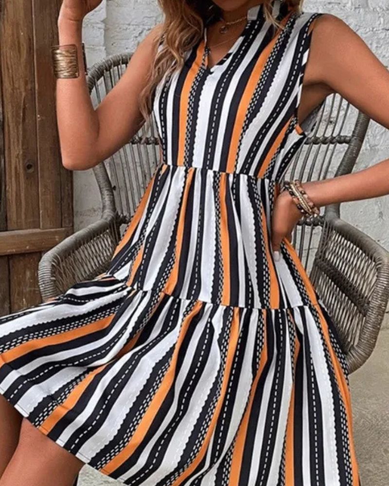 Robe bohème courte et estivale avec motifs rayés — vue 2