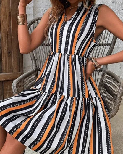 Robe bohème courte et estivale avec motifs rayés — vue 2
