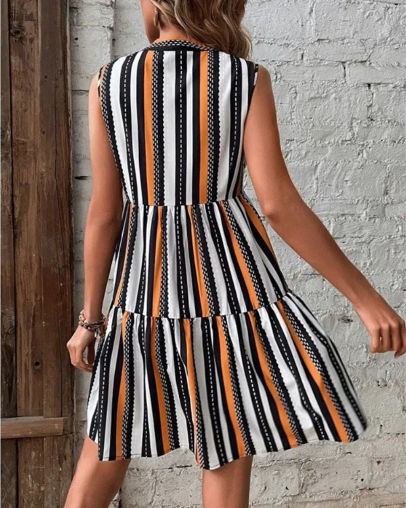 Robe bohème courte et estivale avec motifs rayés — vue 4