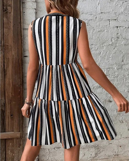 Robe bohème courte et estivale avec motifs rayés — vue 4
