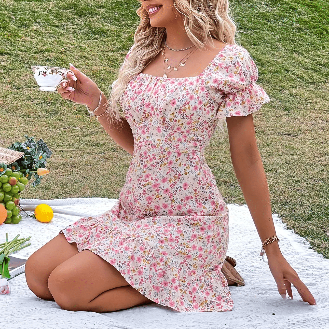 Robe bohème design avec imprimé floral rose — vue 2
