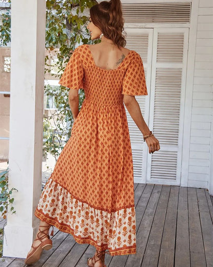 Robe bohème style rétro avec col carré — vue 4