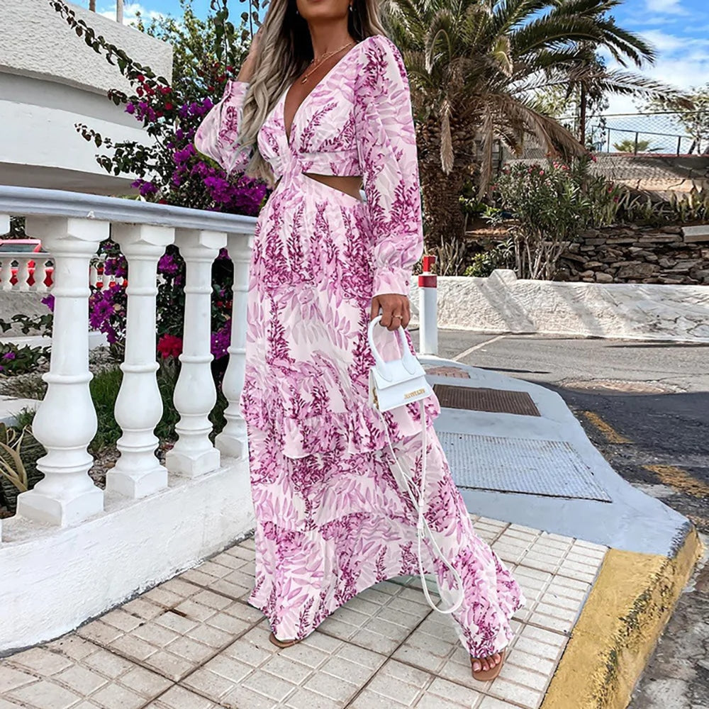 Robe bohème avec fente latérale et col en v — vue 3