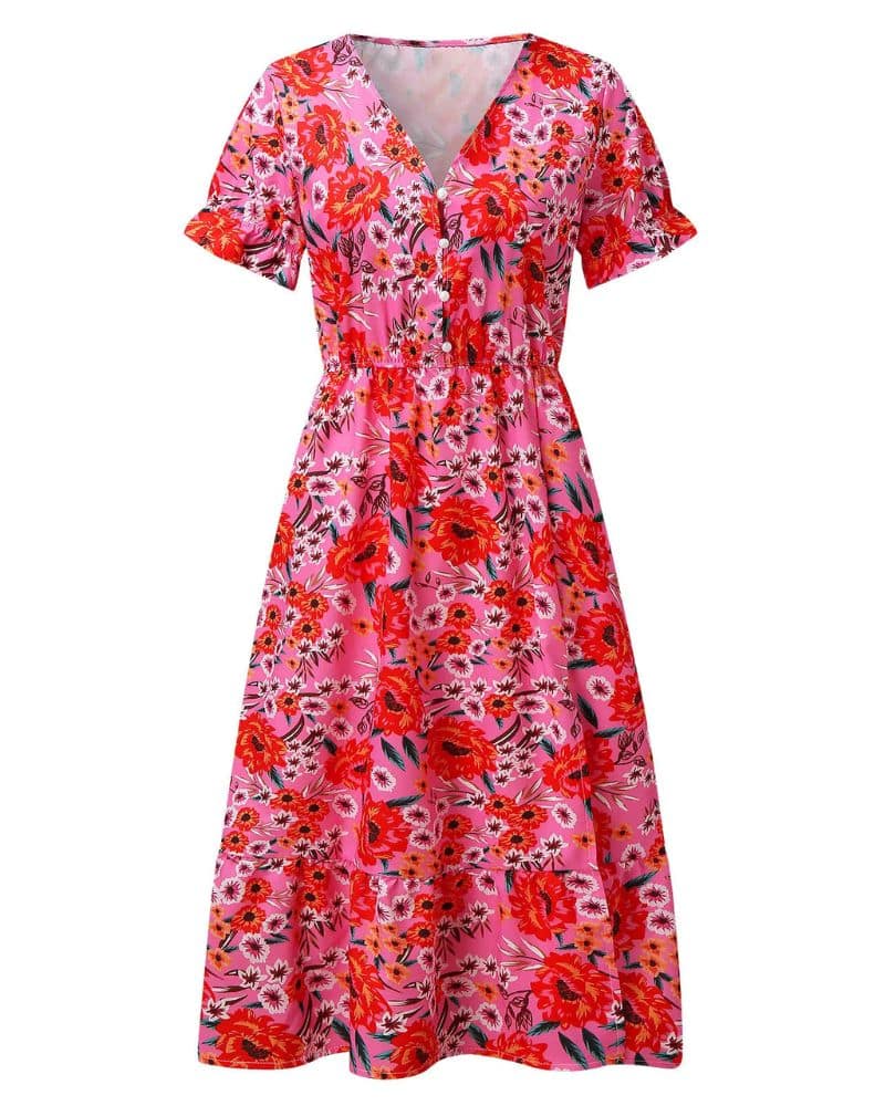 Robe bohème flamboyante aux impressions florales — vue 2