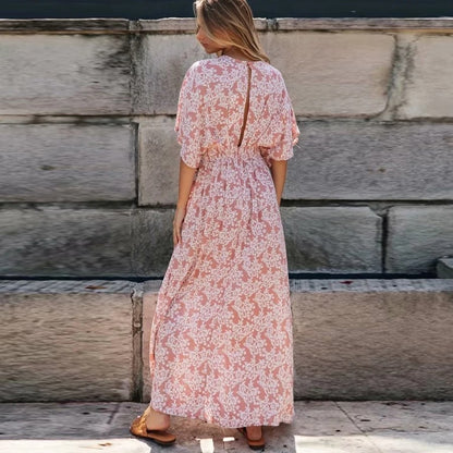 Robe bohème longue avec décolleté en v — vue 3