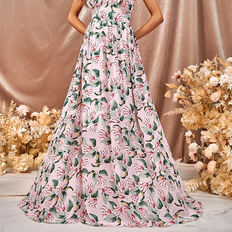 Robe bohème longue à fleurs avec épaules apparentes — vue 2