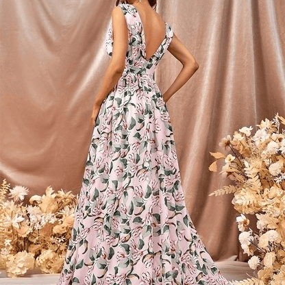 Robe bohème longue à fleurs avec épaules apparentes — vue 4