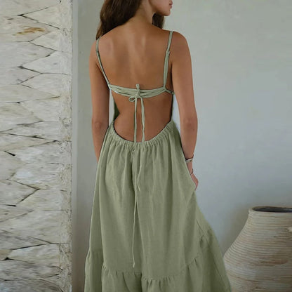 Robe bohème longue avec lacets dans le dos — BOHERIS