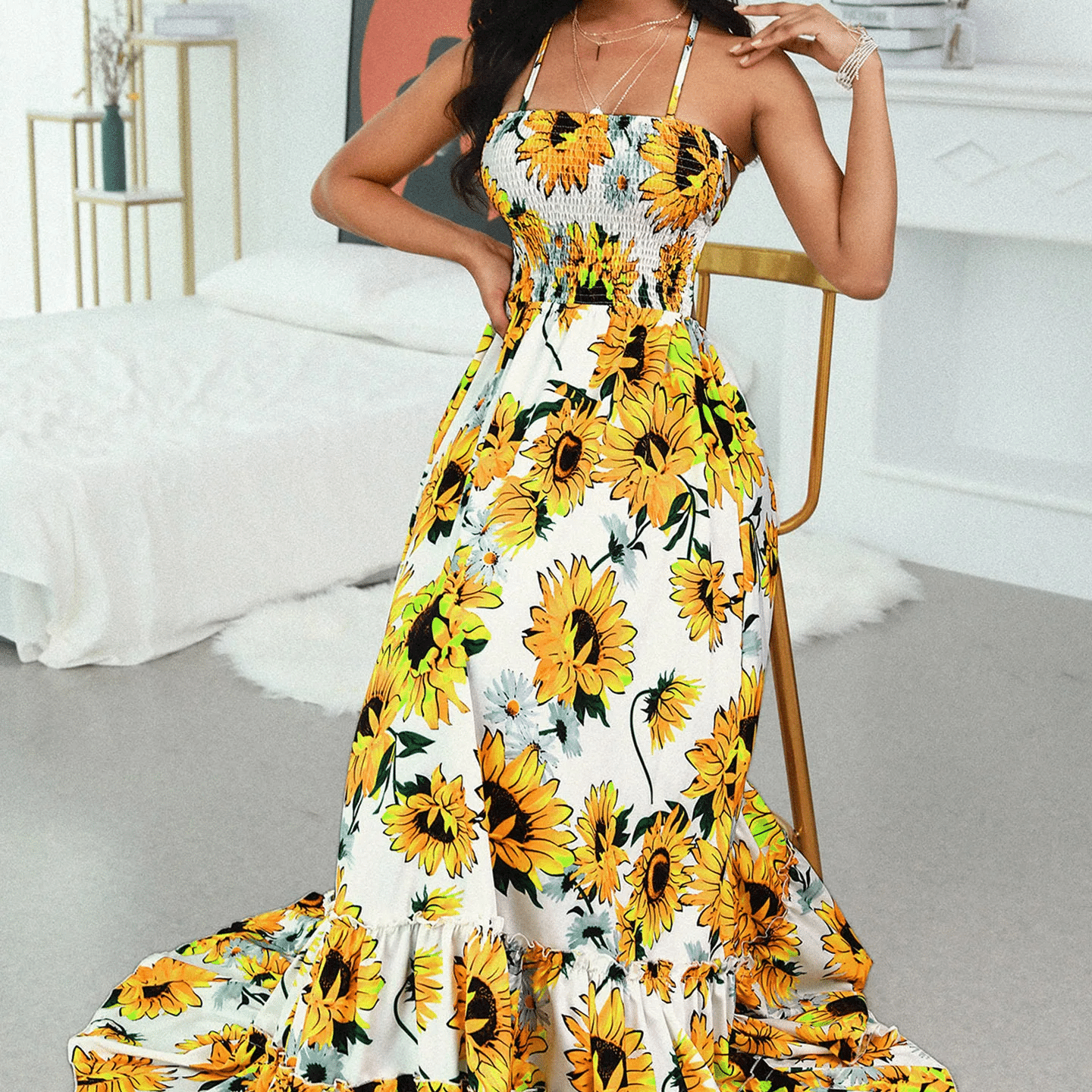 Robe bohème longue avec lanières croisées dans le dos — vue 2