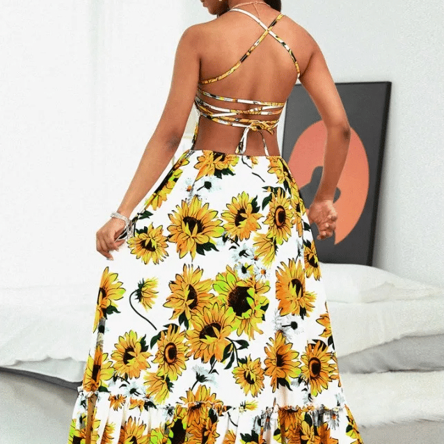 Robe bohème longue avec lanières croisées dans le dos — vue 3