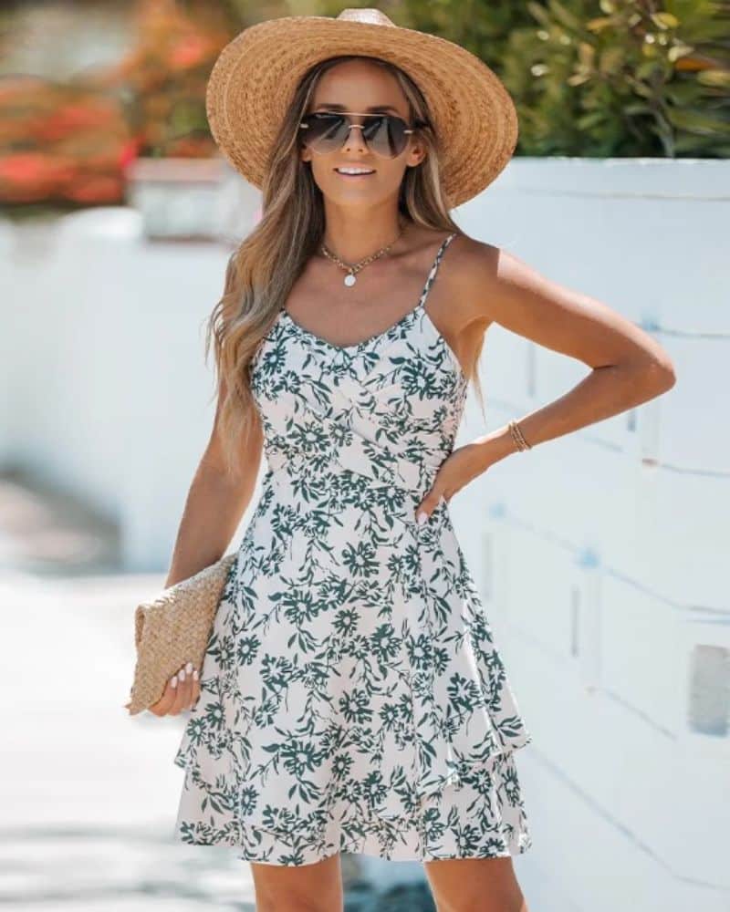 Robe bohème sans manches avec imprimé floral vert — vue 3