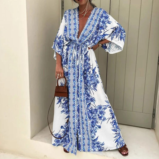 Robe kimono à manches longues avec ceinture — BOHERIS