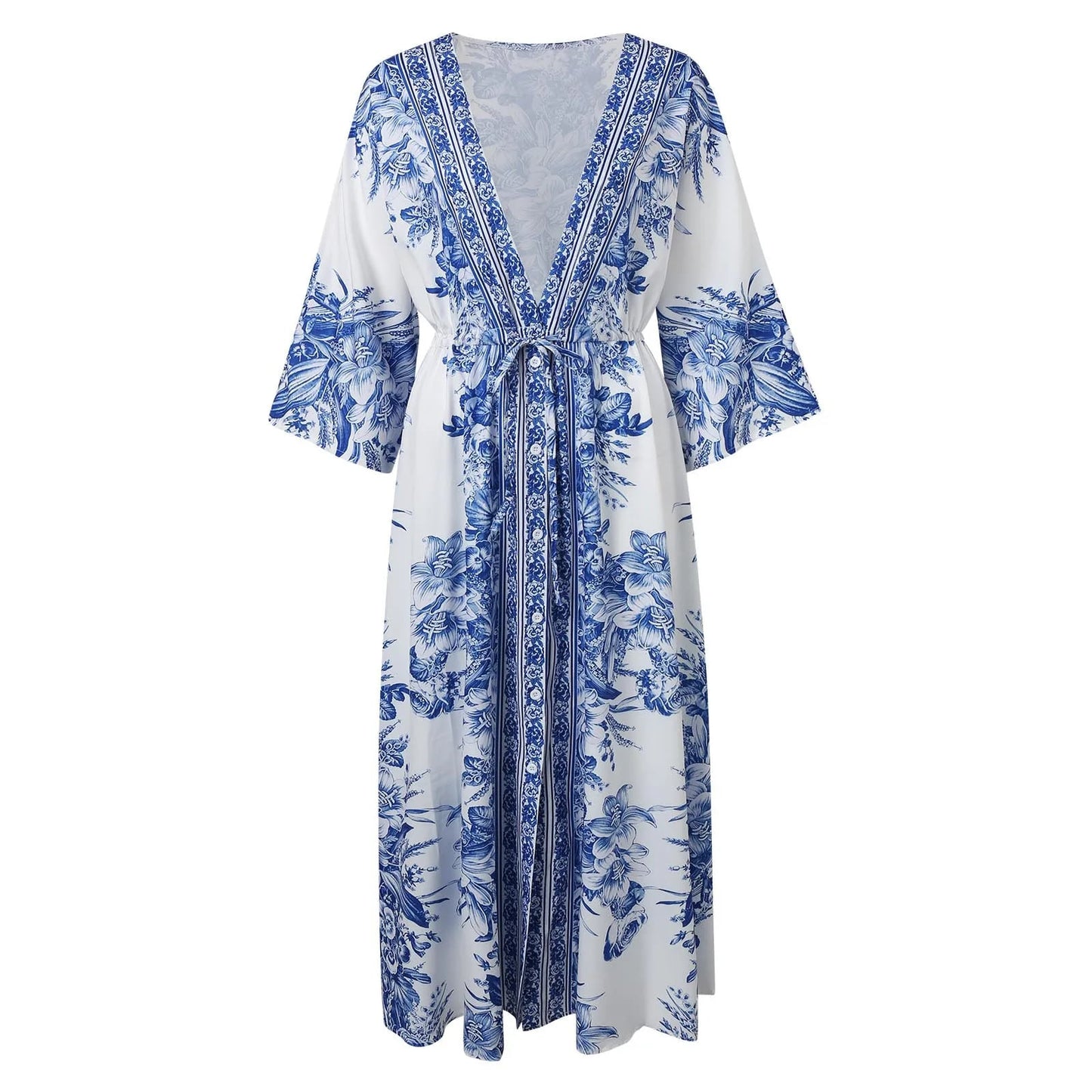 Robe kimono à manches longues avec ceinture — vue 3