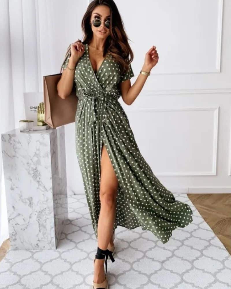 Robe bohème séduisante à pois — vue 3