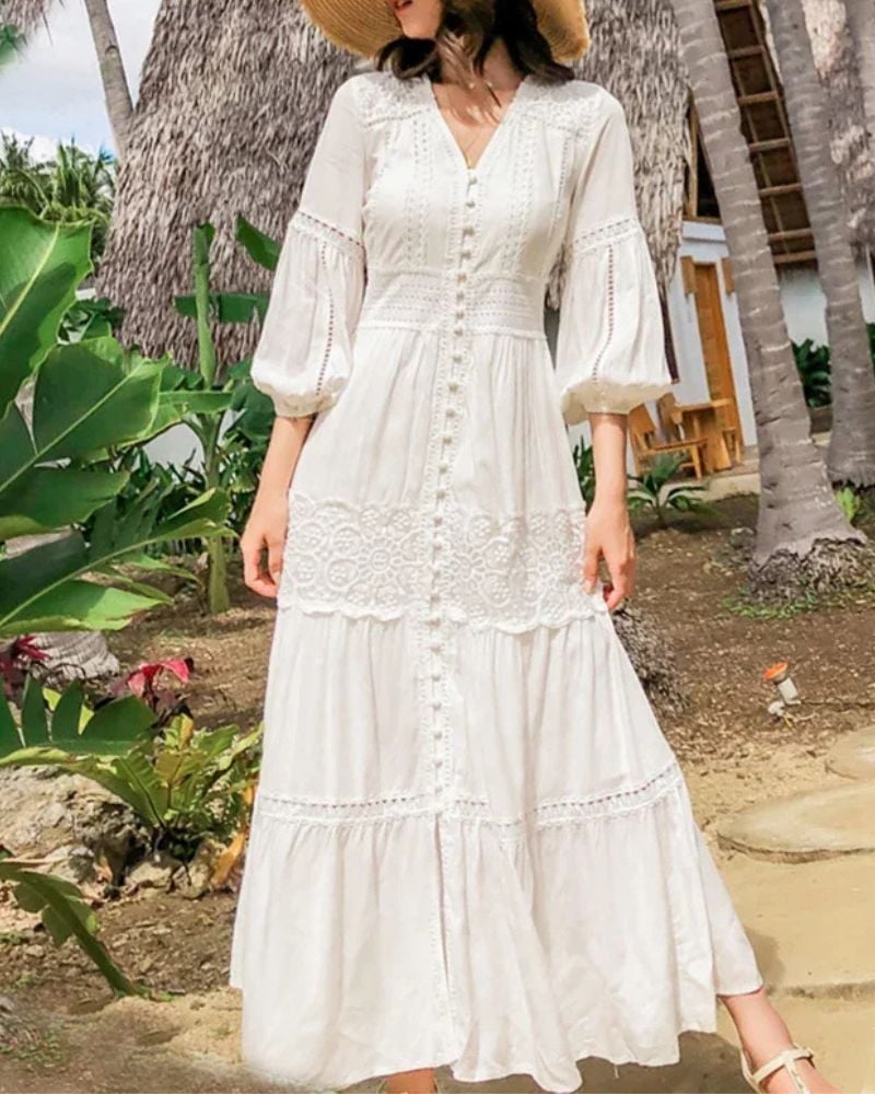 Robe bohème style vintage avec boutons — BOHERIS