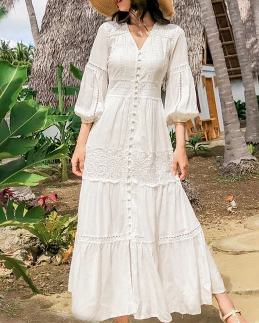 Robe bohème style vintage avec boutons — BOHERIS