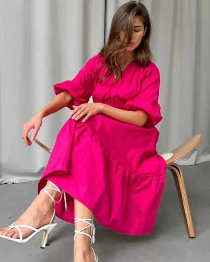 Robe bohème vivante en rose éclatant — BOHERIS