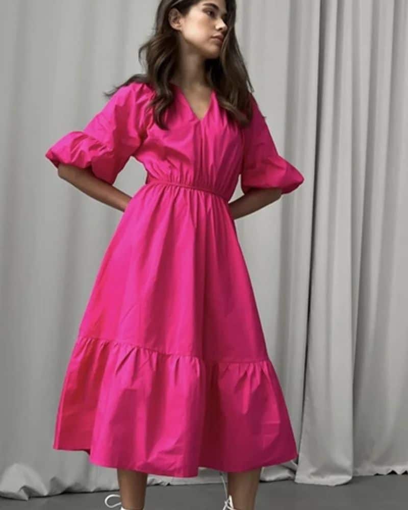 Robe bohème vivante en rose éclatant — vue 3