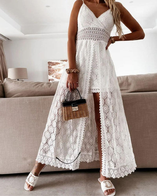 Robe bohème voluptueuse à finition dentelle — BOHERIS
