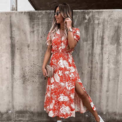 Robe champêtre avec boutons et fente latérale — vue 2
