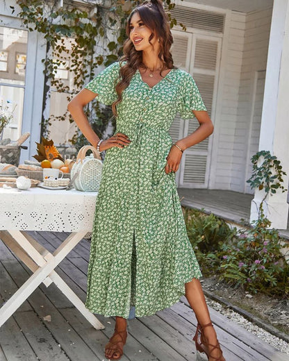 Robe champêtre à fleurs avec fente — vue 2