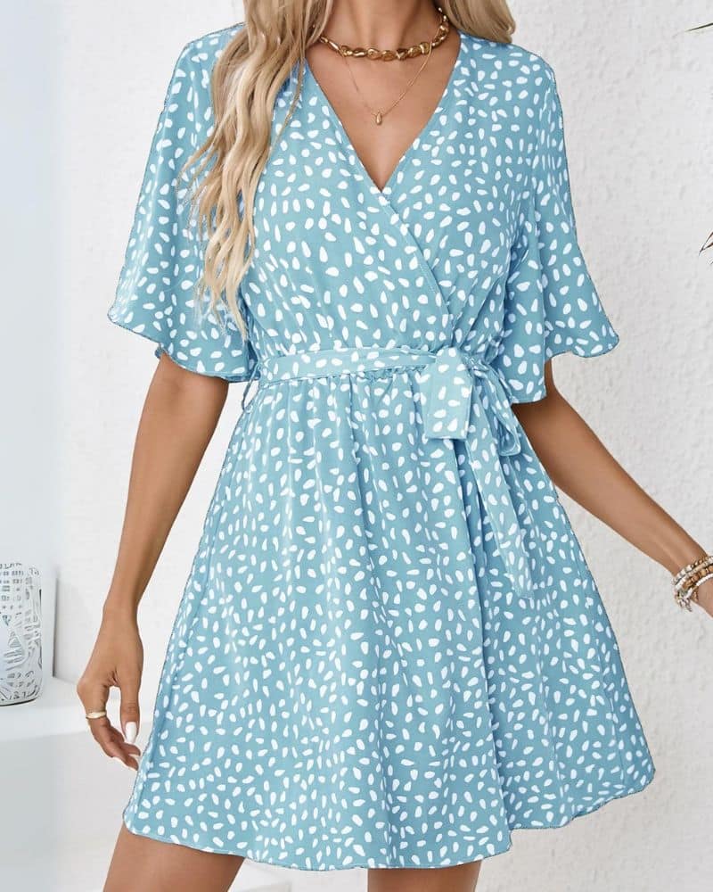 Robe champêtre avec imprimé et ceinture à la taille — BOHERIS