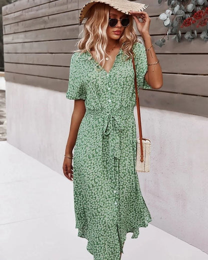 Robe champêtre longue et décontractée avec imprimé — BOHERIS
