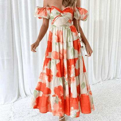 Robe champêtre longue avec imprimé design — BOHERIS
