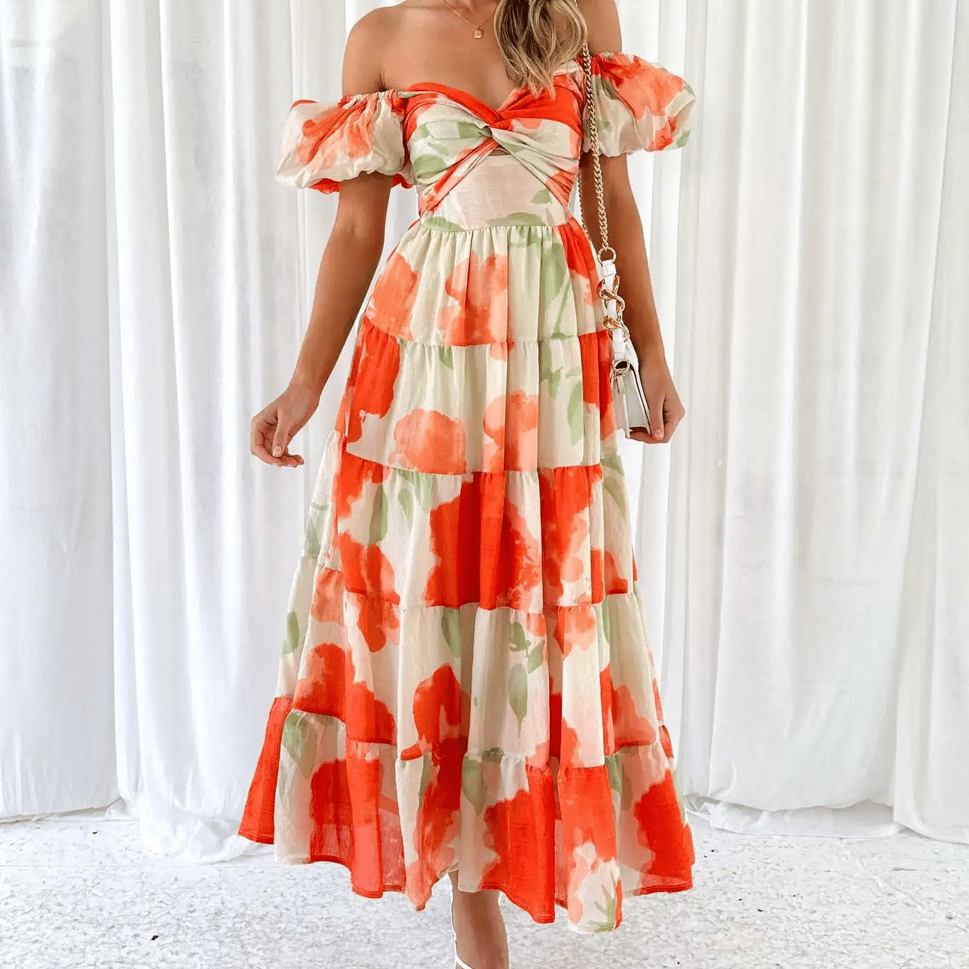 Robe champêtre longue avec imprimé design — vue 2