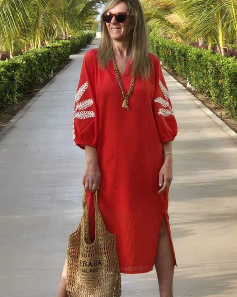 Robe champêtre longue avec motifs sur les manches — vue 3