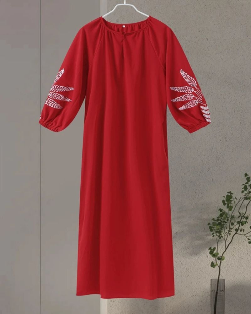 Robe champêtre longue avec motifs sur les manches — vue 4