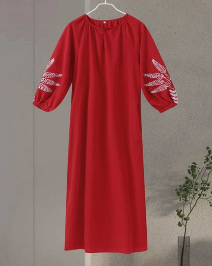 Robe champêtre longue avec motifs sur les manches — vue 4
