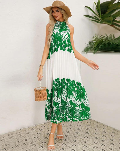 Robe champêtre longue et plissée avec imprimé — vue 3