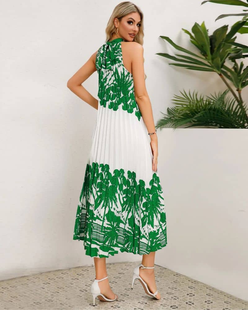 Robe champêtre longue et plissée avec imprimé — vue 4