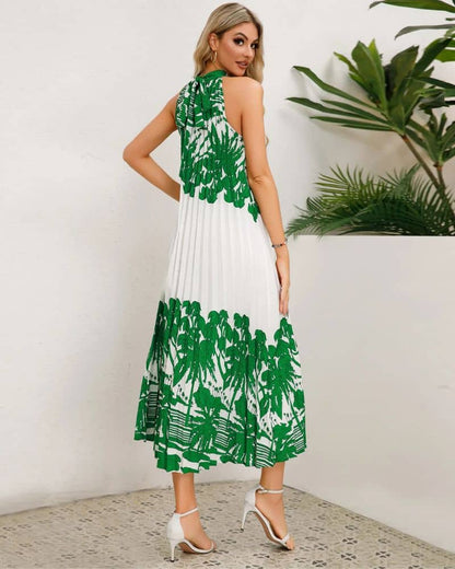 Robe champêtre longue et plissée avec imprimé — vue 4