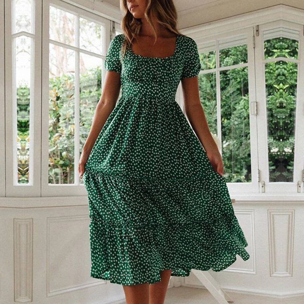 Robe champêtre à manches courtes avec imprimé — vue 4