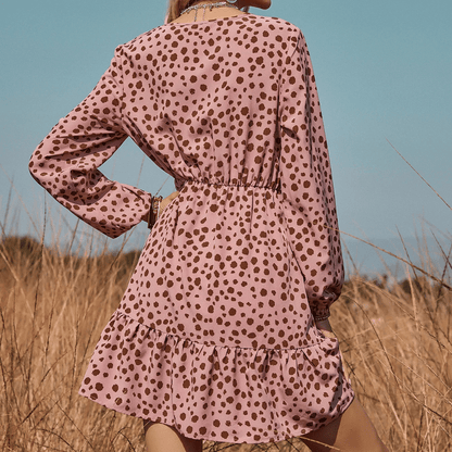 Robe champêtre avec motif à pois et manches longues — vue 4