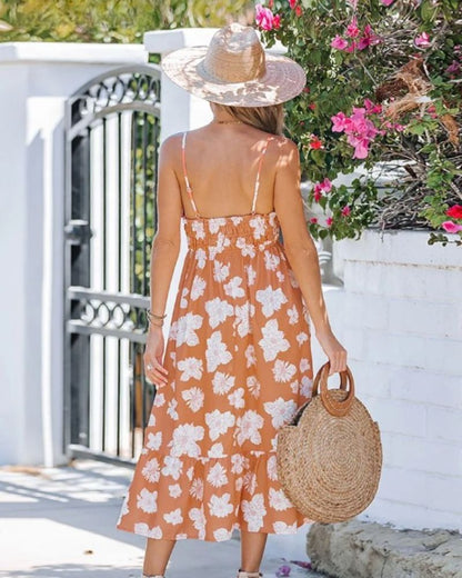 Robe champêtre orange avec motif floral — vue 4