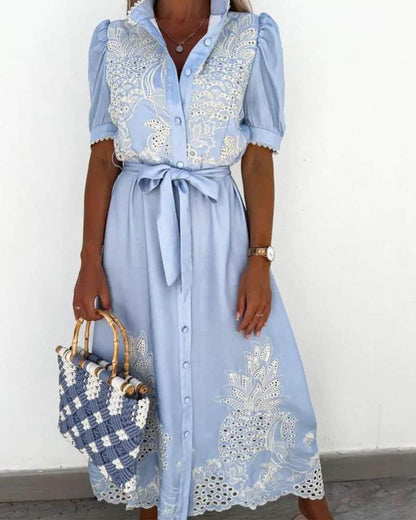 Robe champêtre avec une ceinture et des boutons — vue 3