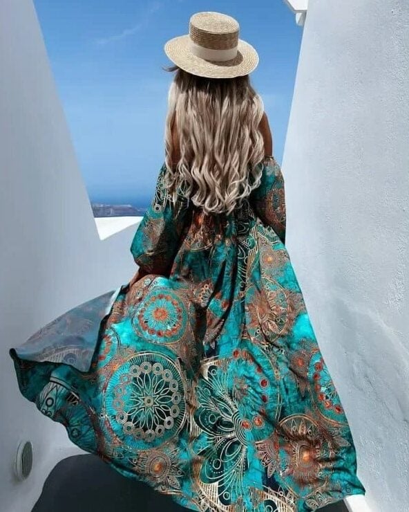 Robe champêtre sans bretelles à manches longues — vue 2