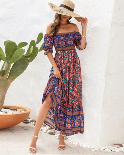Robe champêtre style rétro avec épaules apparentes — BOHERIS