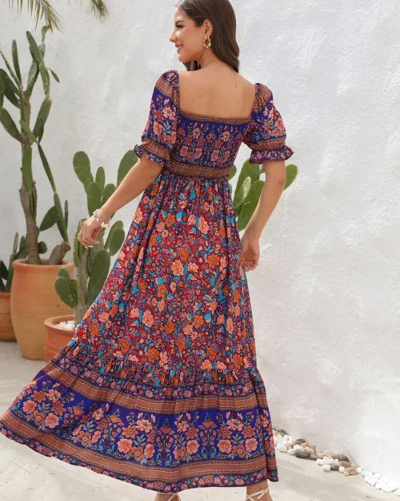 Robe champêtre style rétro avec épaules apparentes — vue 3