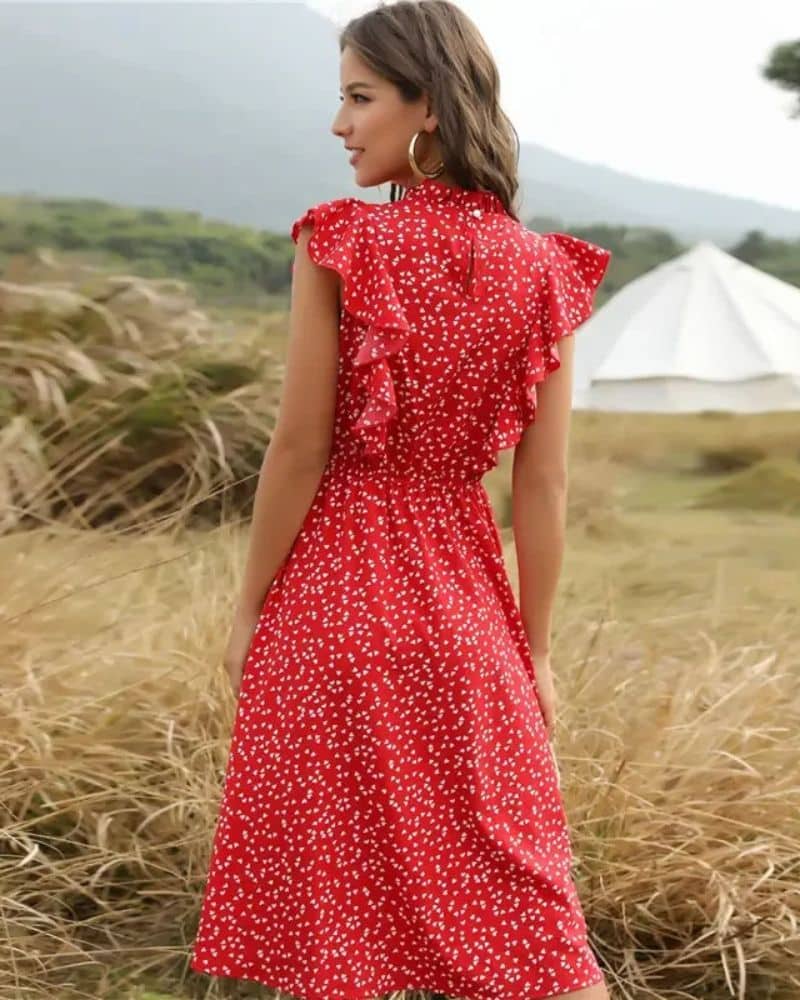 Robe longue bohème rouge — vue 2